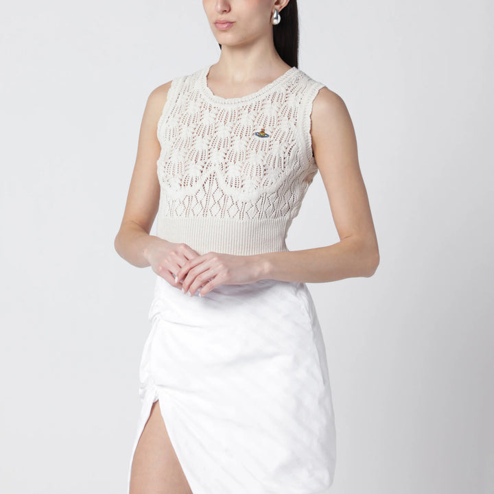 Vivienne Westwood - Cream crochet top with Orb logo