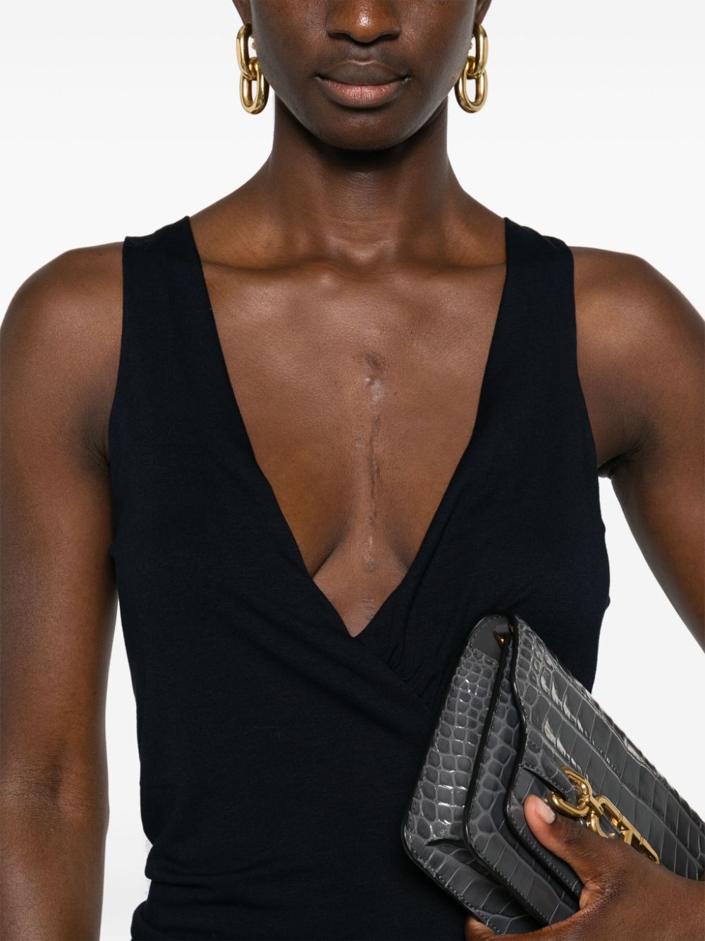 Saint Laurent Black Ruched Mini Dress