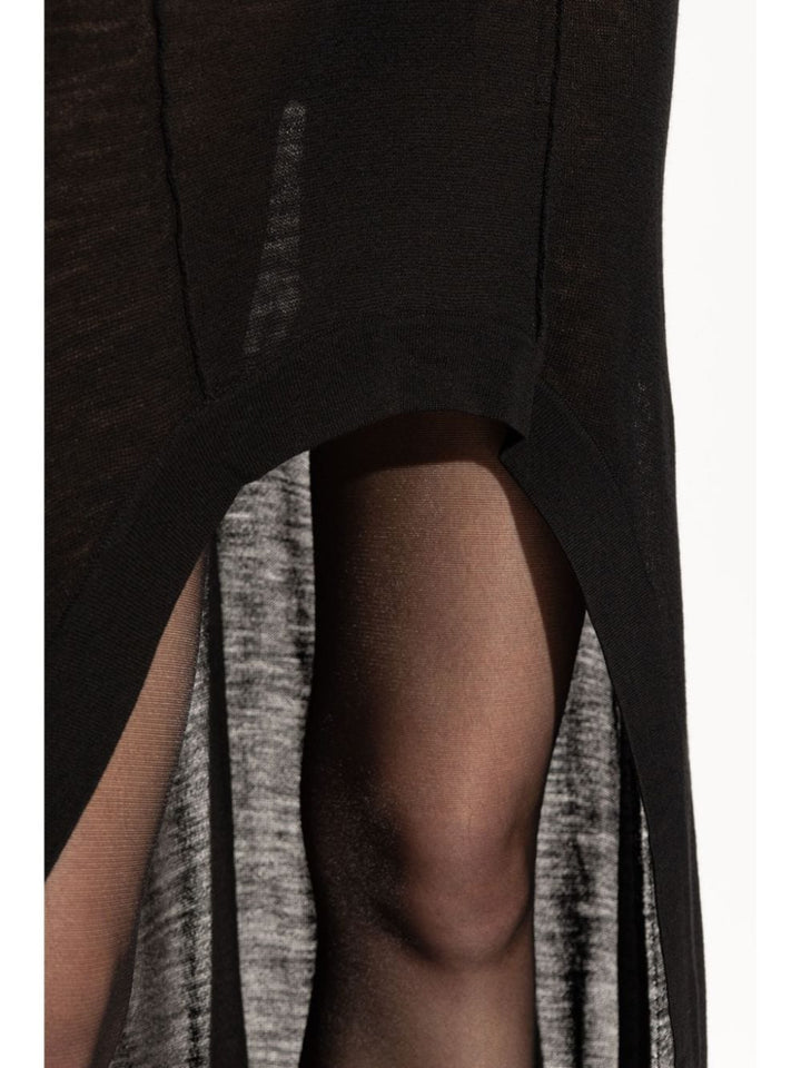 Saint Laurent Black Wool Semi-Sheer Long Dress