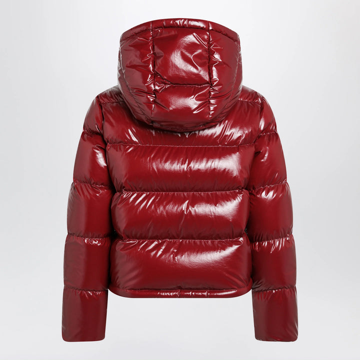 Moncler - Niveole cropped down jacket in glossy nylon red