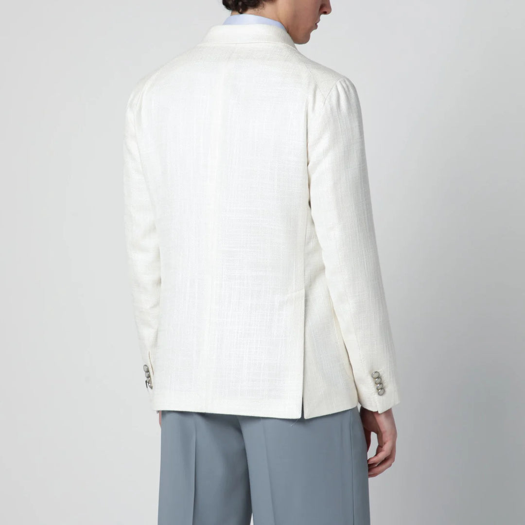 Tagliatore - White double-breasted linen-blend jacket