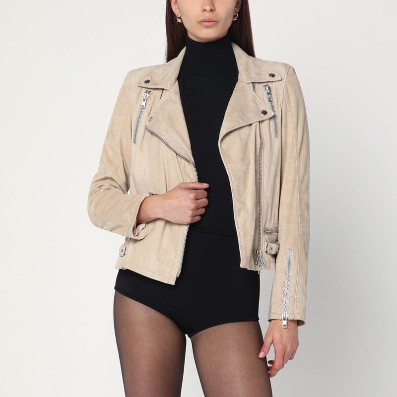 #N/A Sword 6644 - Beige biker jacket in suede leather - 46 IT Brand
