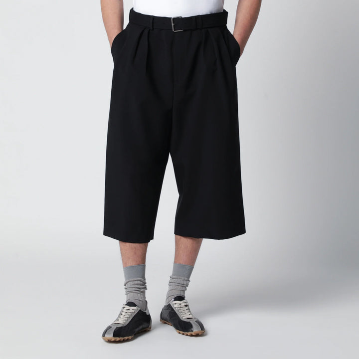 Dries Van Noten - Black cropped wide trousers in wool blend