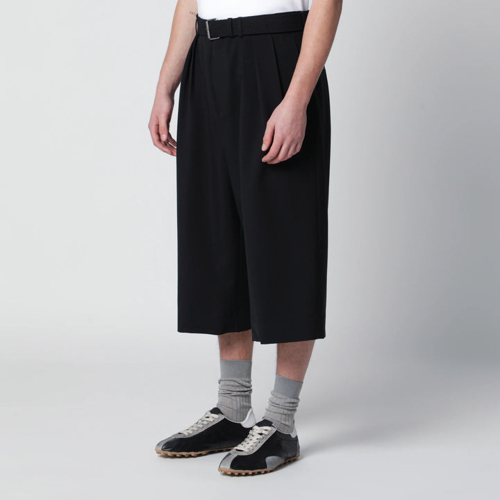 Dries Van Noten - Black cropped wide trousers in wool blend