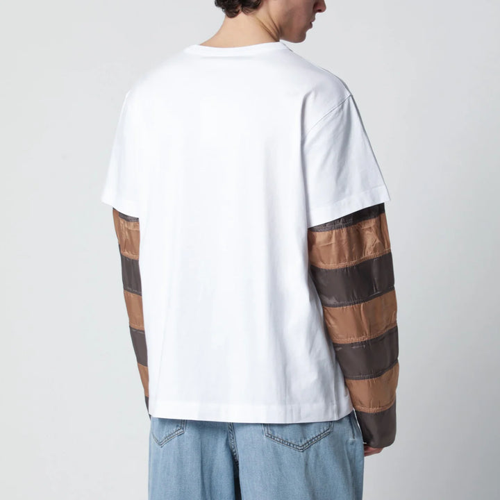 Dries Van Noten - White T-shirt with striped sleeves