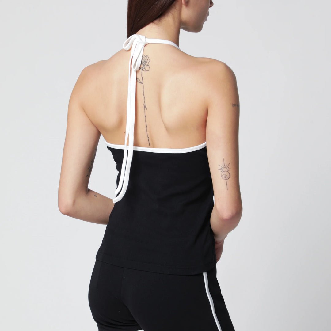 Courrèges - Halter-neck jersey tank top in cotton, black
