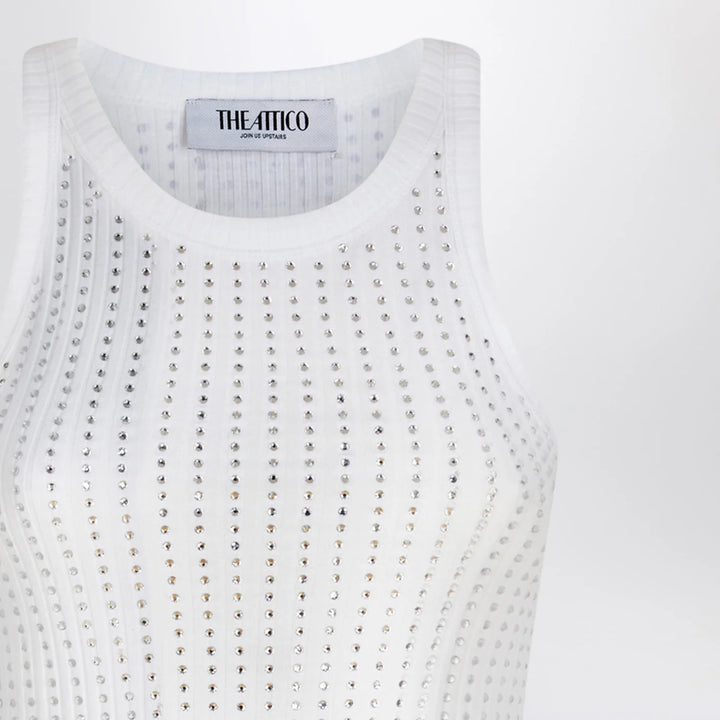 The Attico - White tank top with rhinestones