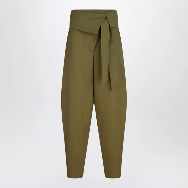 The Attico - Military green wool gabardine trousers