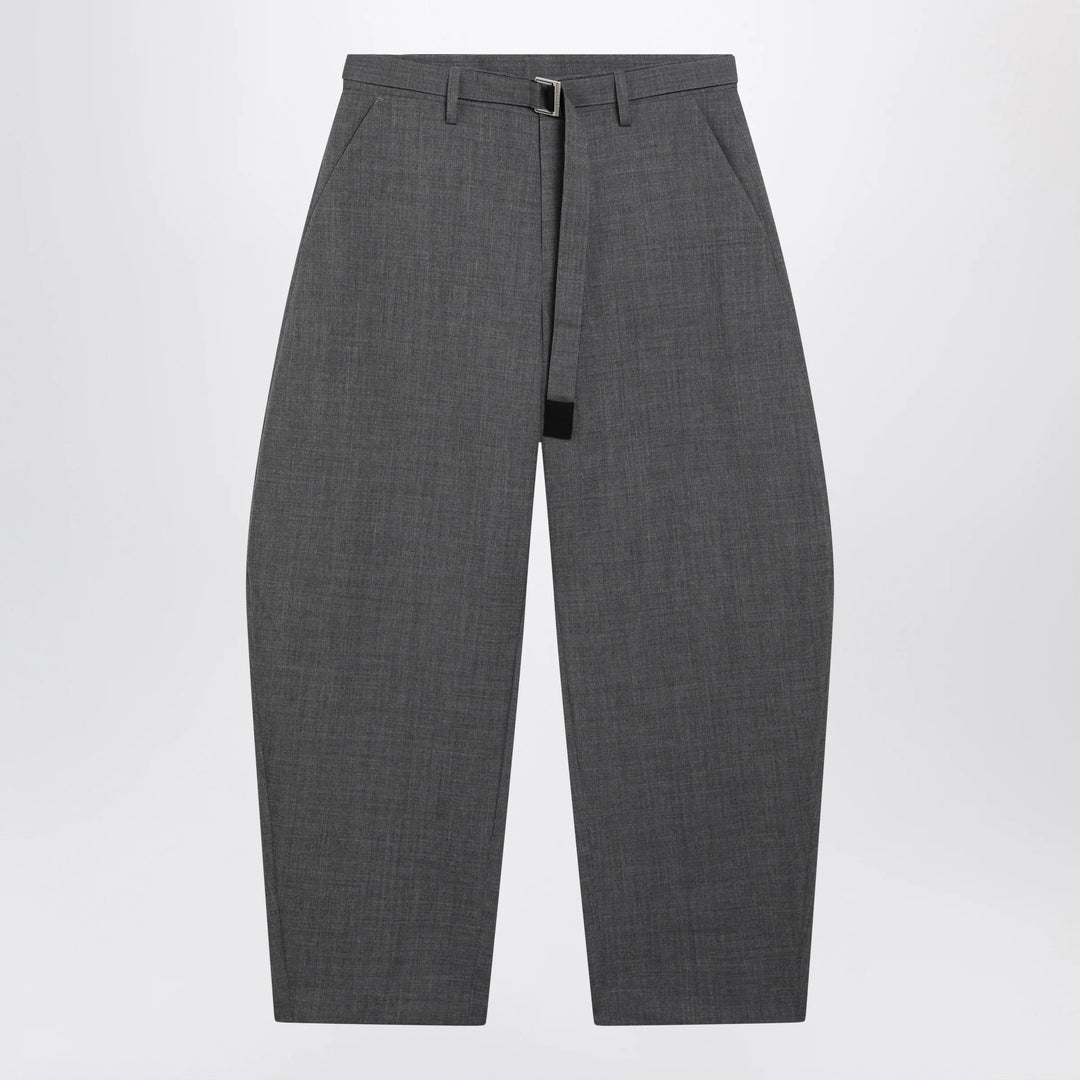 Sacai - Grey wool trousers with belt