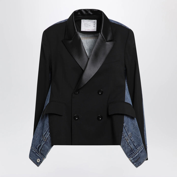 Sacai - Double-breasted jacket in wool and denim