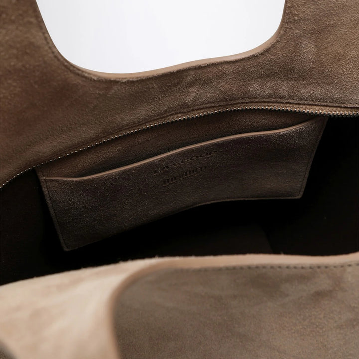 The Attico - Tobacco-coloured suede La Scoop medium bag