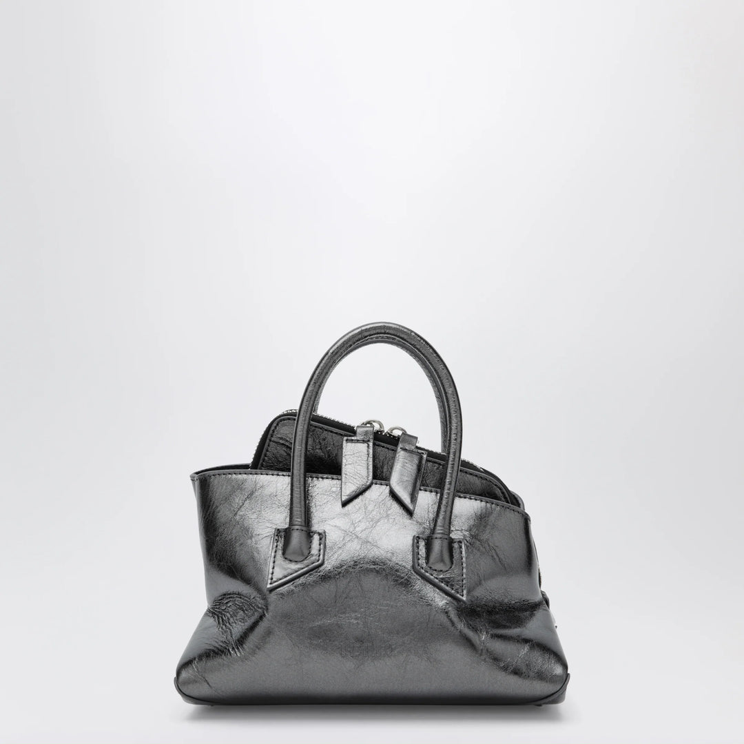 The Attico - La Passeggiata Mini dark grey cracked laminated leather bag