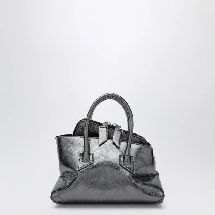 The Attico - La Passeggiata Mini dark grey cracked laminated leather bag