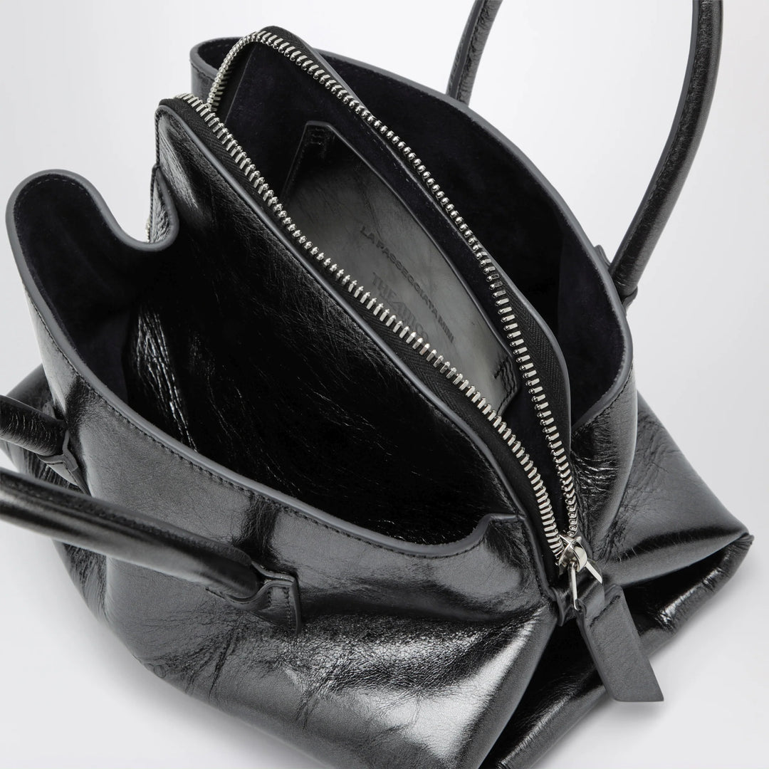 The Attico - La Passeggiata Mini dark grey cracked laminated leather bag
