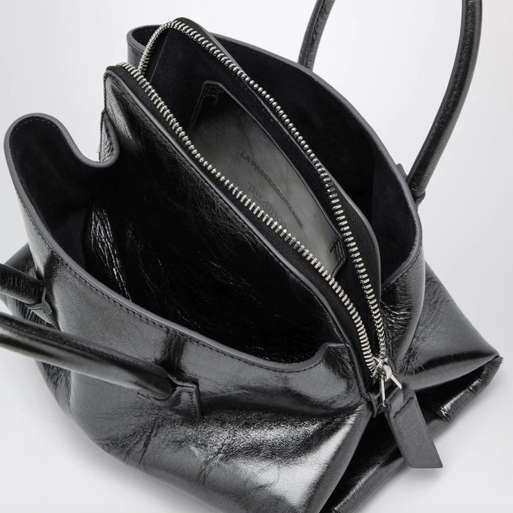 The Attico - La Passeggiata Mini dark grey cracked laminated leather bag