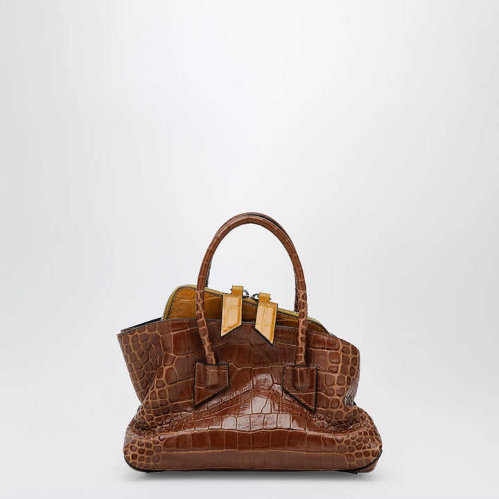 The Attico - La Passeggiata Mini shaded brown crocodile-print leather bag
