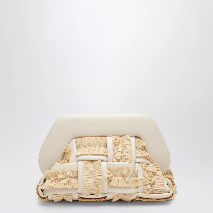 THEMOIRè - Small Tia clutch in butter color with raffia inserts
