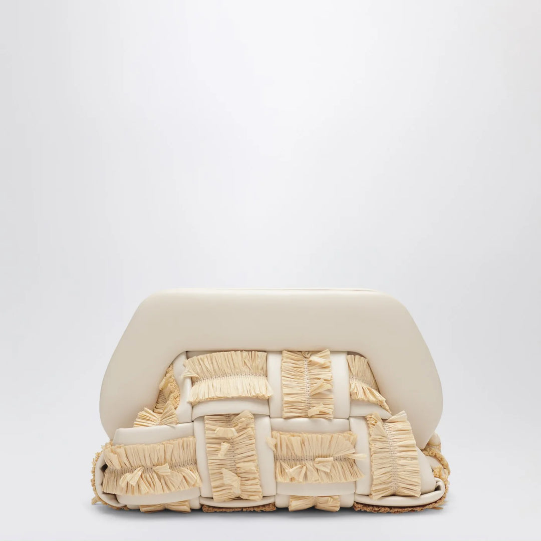 THEMOIRè - Small Tia clutch in butter color with raffia inserts