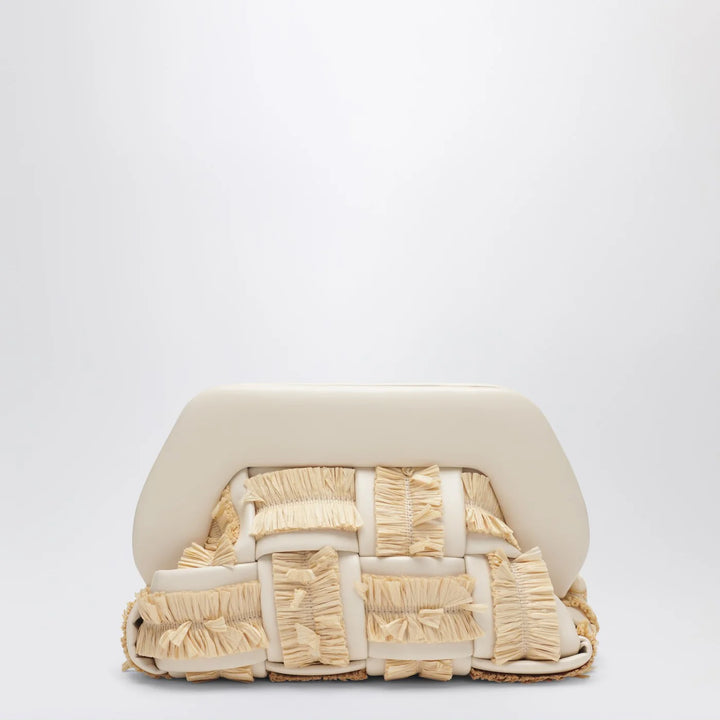 THEMOIRè - Small Tia clutch in butter color with raffia inserts