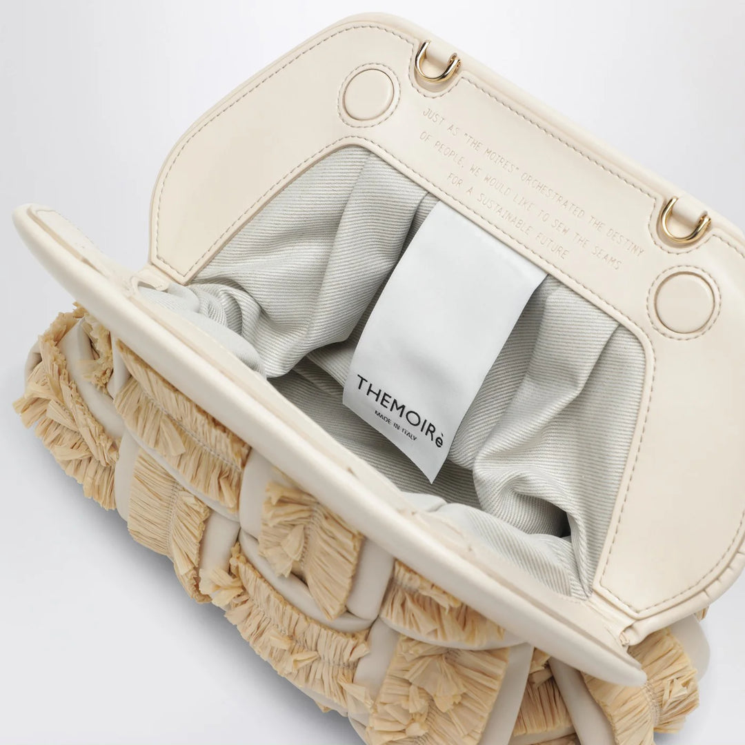 THEMOIRè - Small Tia clutch in butter color with raffia inserts