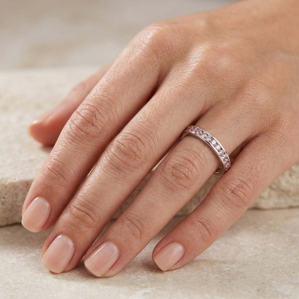 Leibish Fancy Light Pink Diamond Channel-set Wedding Band