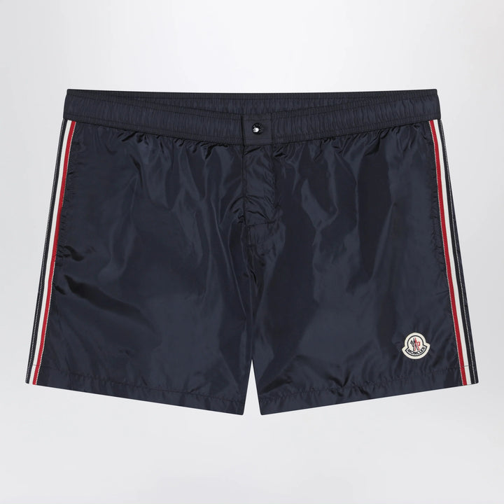 Moncler - Navy blue swim shorts with logo patch