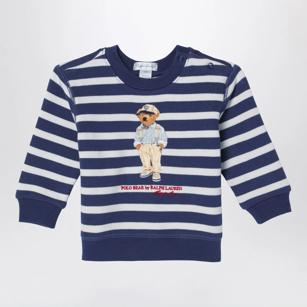 Polo Ralph Lauren - White/navy blue striped sweatshirt with print