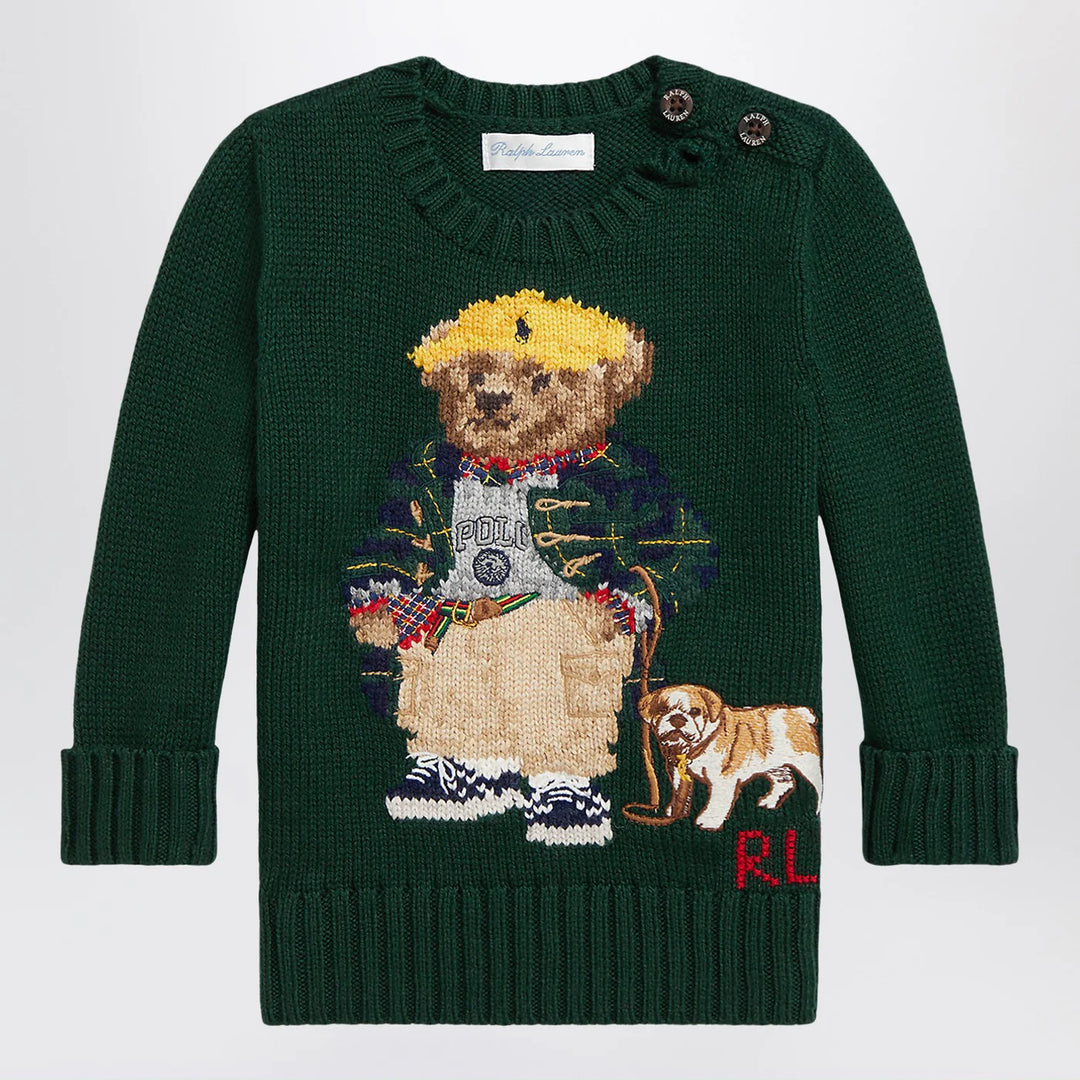 Polo Ralph Lauren - Moss green cotton Polo Bear sweater