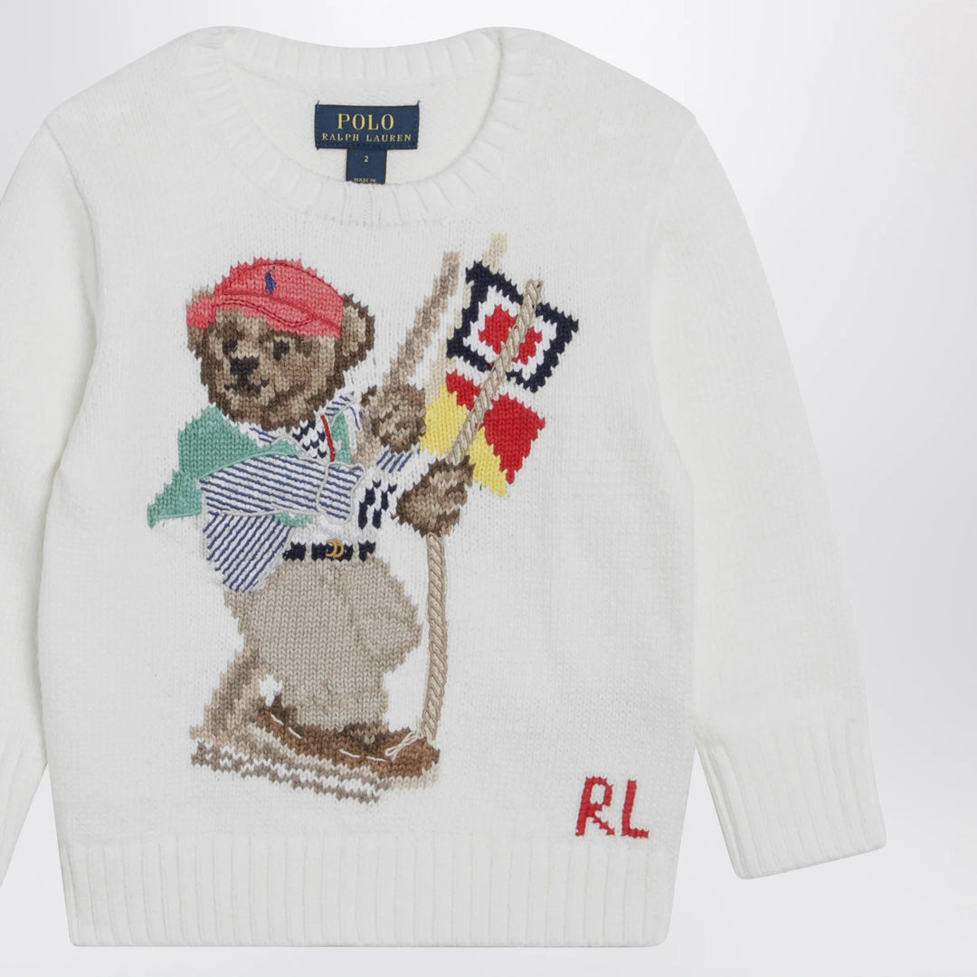 Polo Ralph Lauren - White cotton sweater with Polo Bear