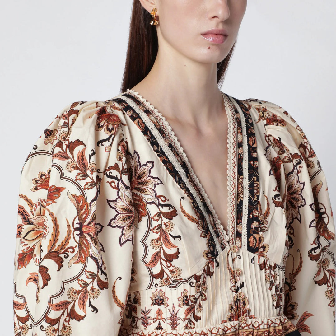 FARM Rio - Sand “Majestic Garden Lace” blouse