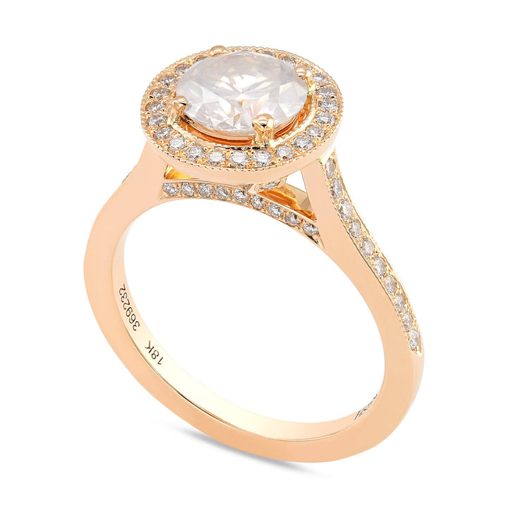 Leibish Rose Gold Fancy White Diamond Engagement Ring