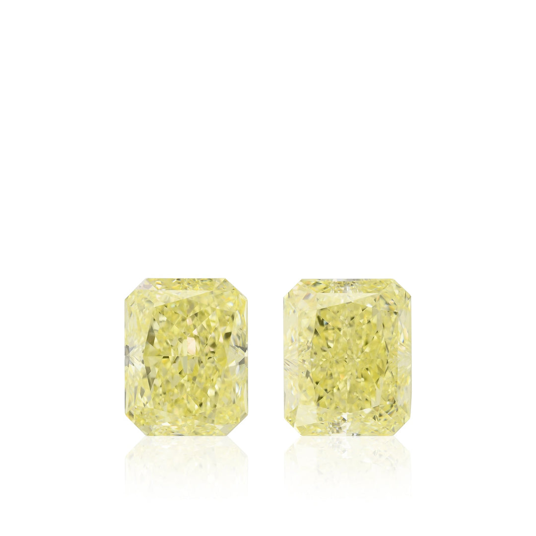 4.08 Carat Fancy Light Yellow Radiant Diamonds VVS2 GIA Pair