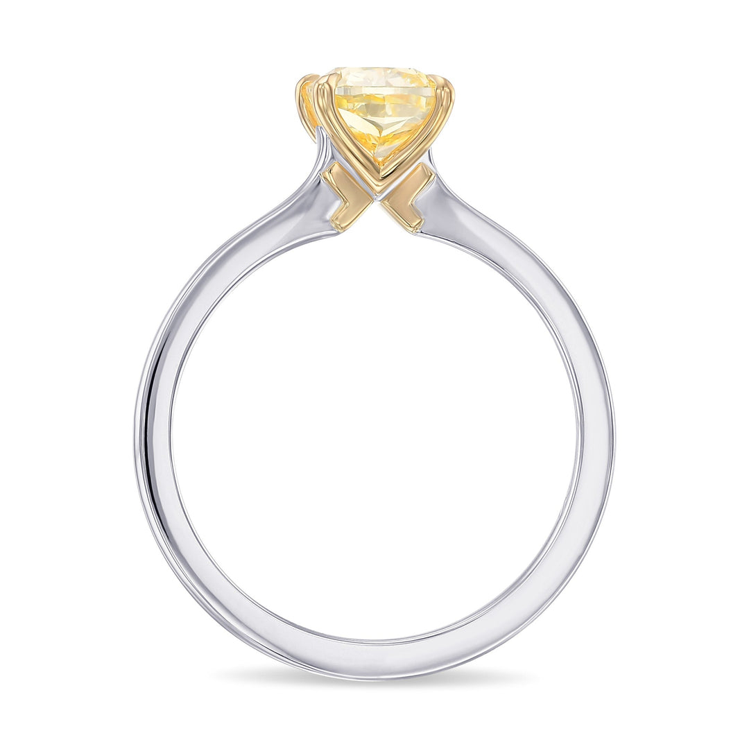 Leibish Fancy Yellow Cushion Diamond Classic Solitaire Engagement Ring