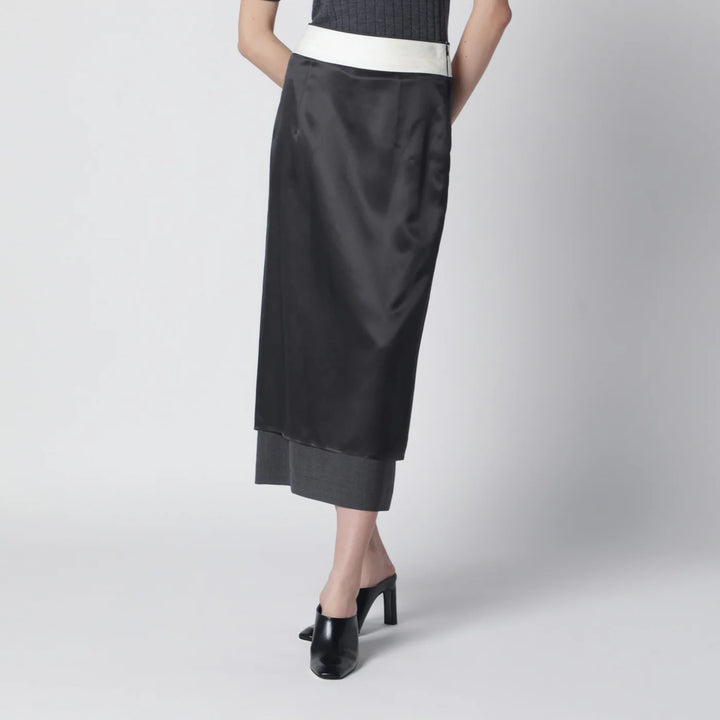 Róhe - Dark grey inside-out midi skirt
