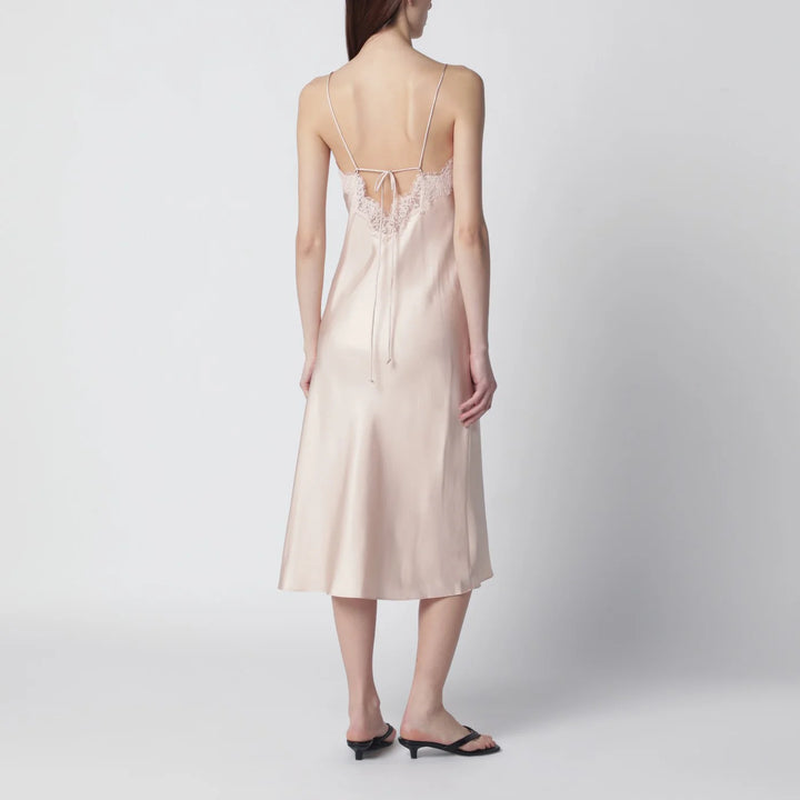 Róhe - Light pink silk slip dress with lace