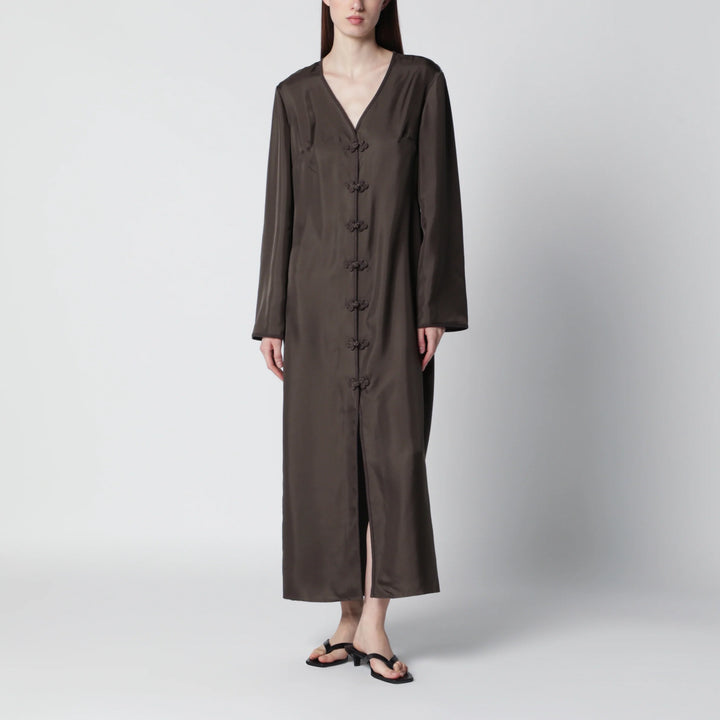 Róhe - Earth-tone silk dress with pankou closure