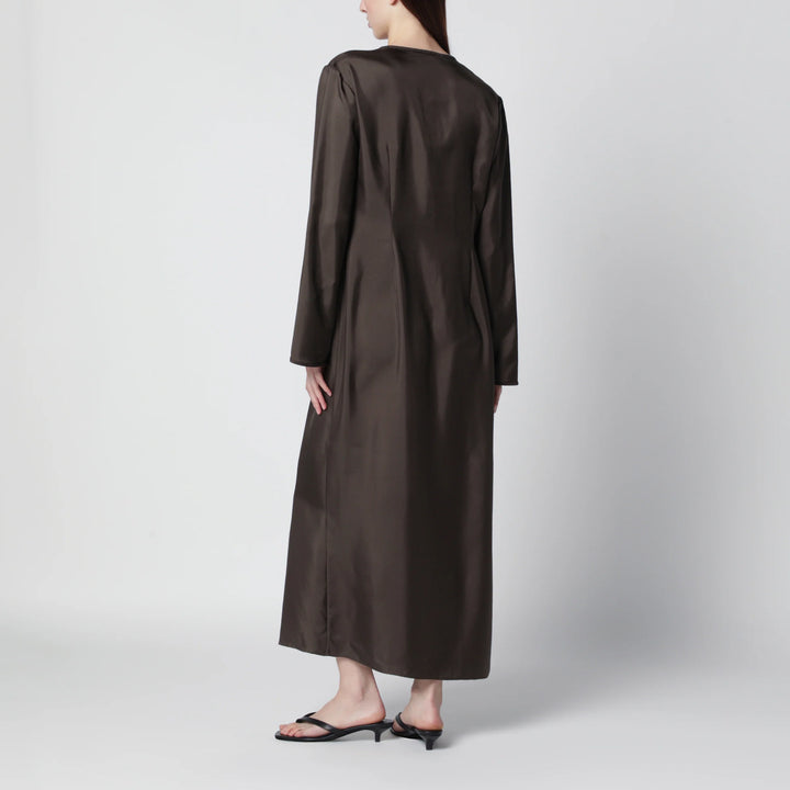 Róhe - Earth-tone silk dress with pankou closure
