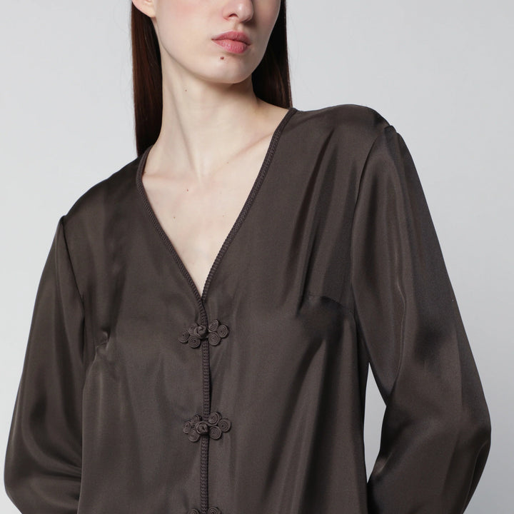 Róhe - Earth-tone silk dress with pankou closure
