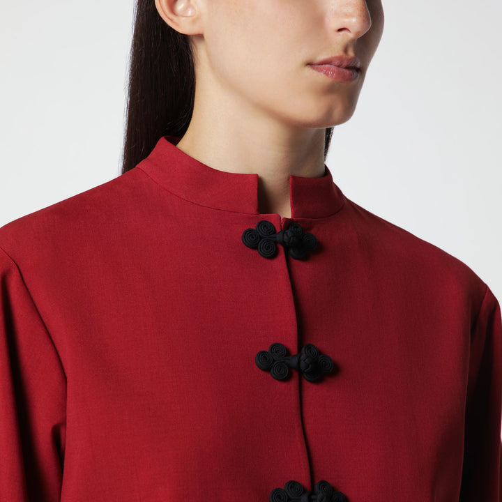 Róhe - Carmine Red Wool Jacket with Pankou Closure