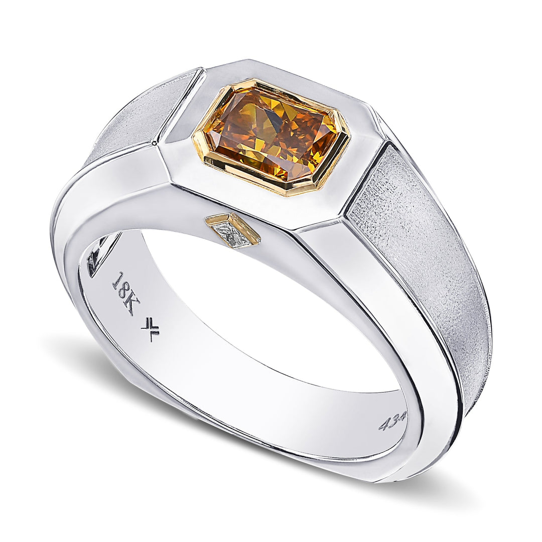 Leibish Fancy Deep Brownish Yellowish Orange Diamond Men&