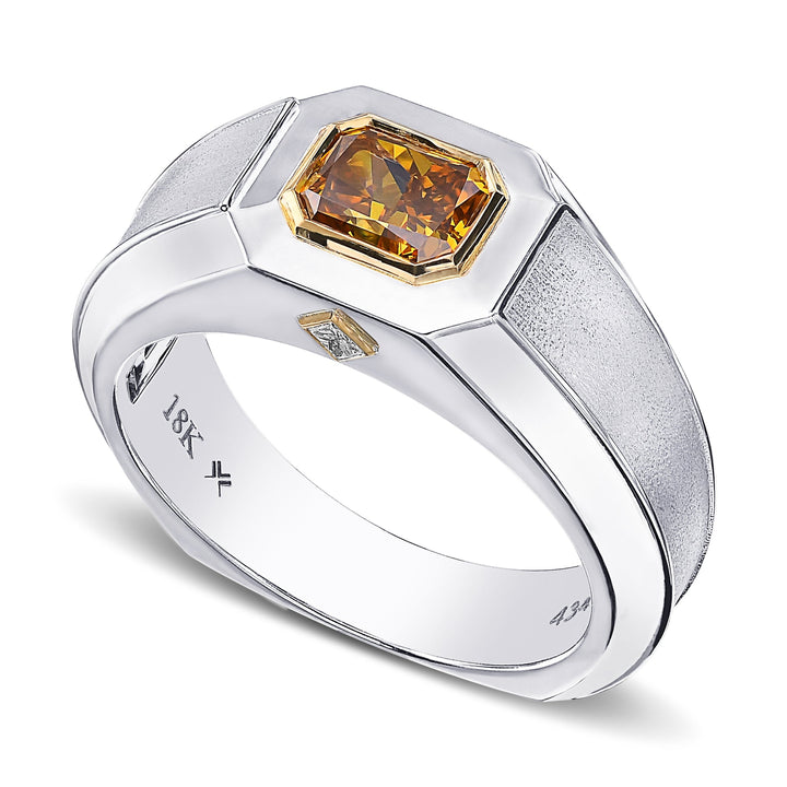 Leibish Fancy Deep Brownish Yellowish Orange Diamond Men&