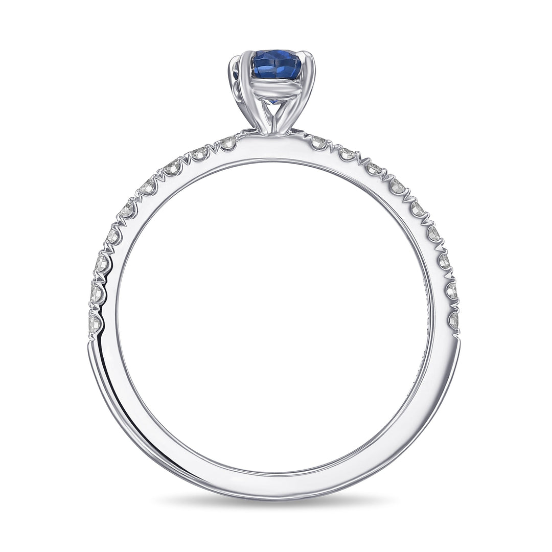 Leibish Oval Sapphire Side-stone Diamond Ring