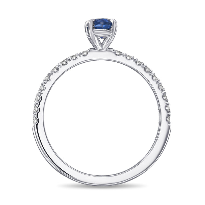 Leibish Oval Sapphire Side-stone Diamond Ring
