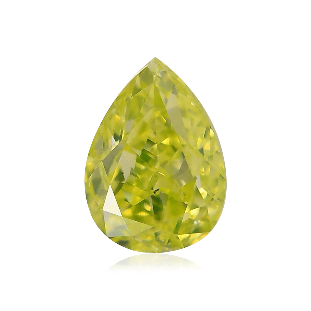 0.51 Carat Fancy Intense Green Yellow Pear Diamond SI1 GIA