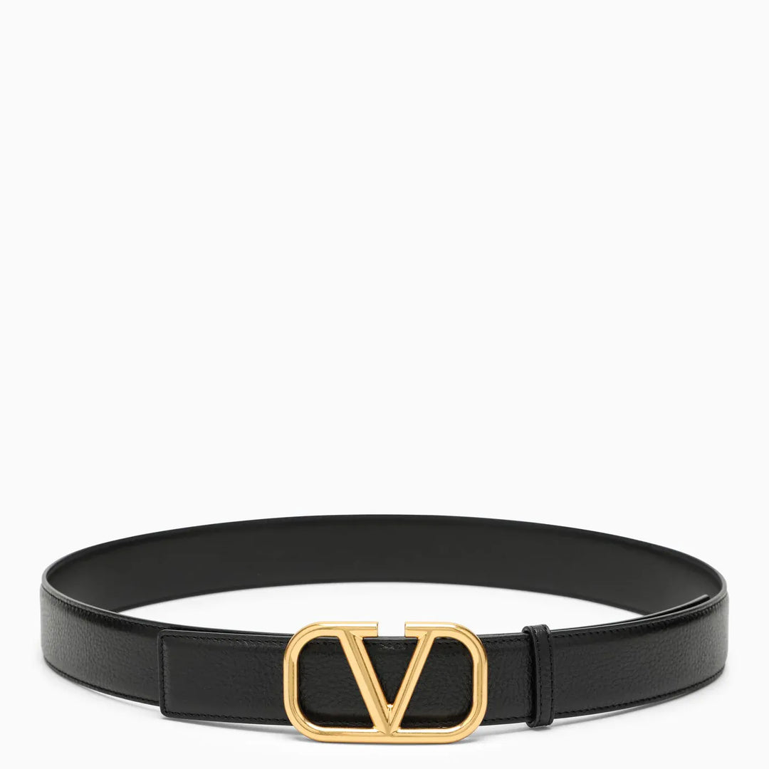 Valentino Garavani - Vlogo black/gold leather belt
