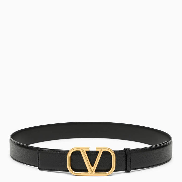 Valentino Garavani - Vlogo black/gold leather belt