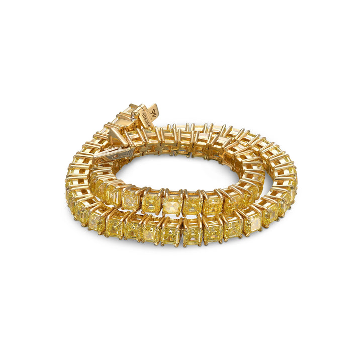Leibish Fancy Intense Yellow Asscher Diamond Tennis Bracelet