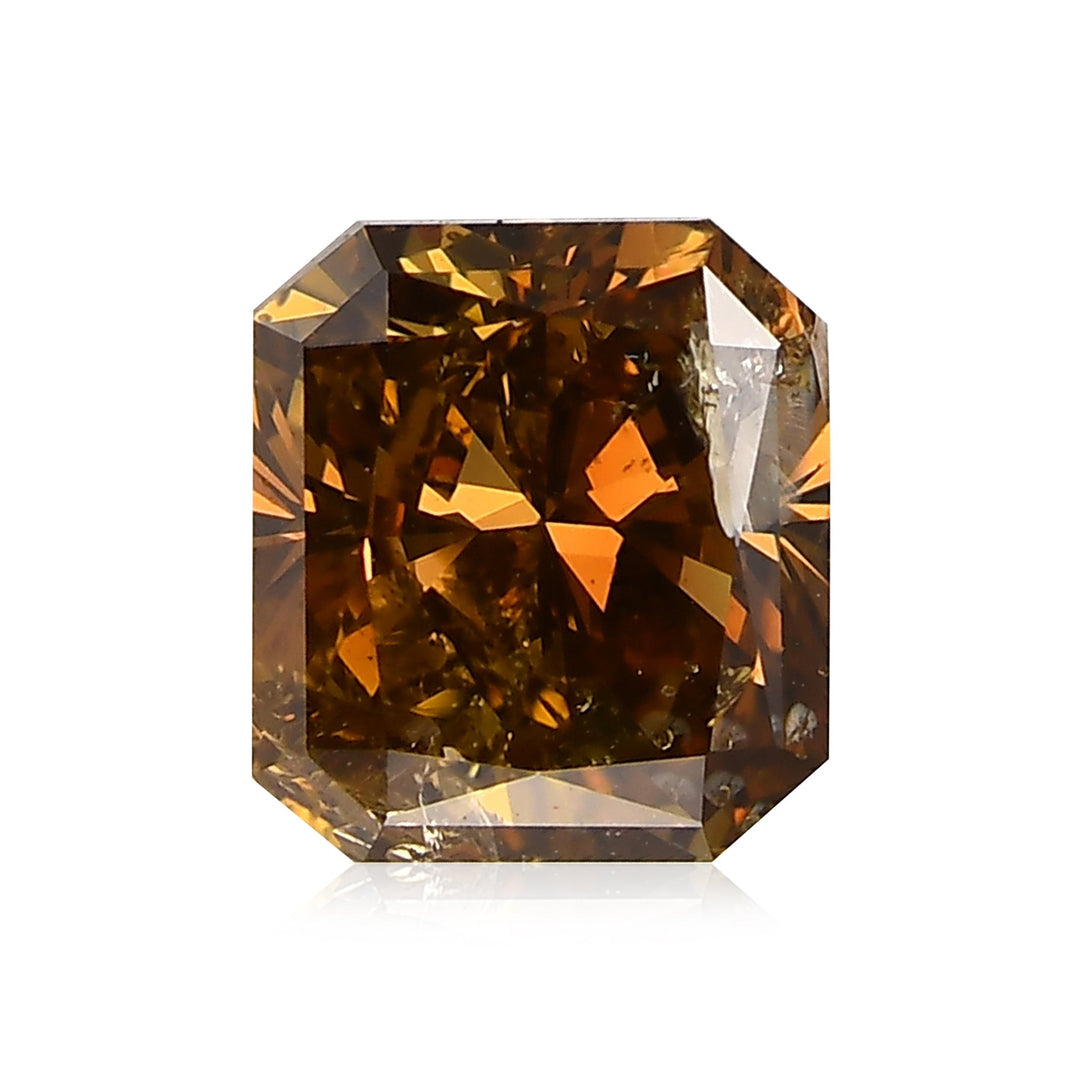 1.02 Carat Fancy Yellow Brown Radiant Diamond (I2) GIA