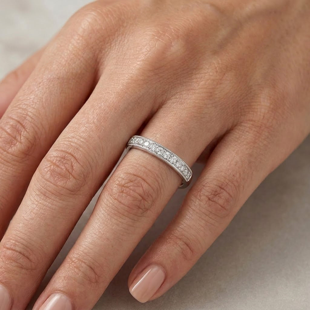 Leibish Diamond Half Eternity Wedding Ring