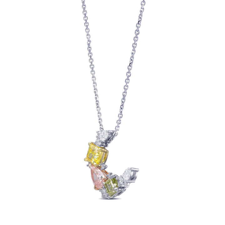 Leibish Multicolor Diamond Half Moon Couture Pendant